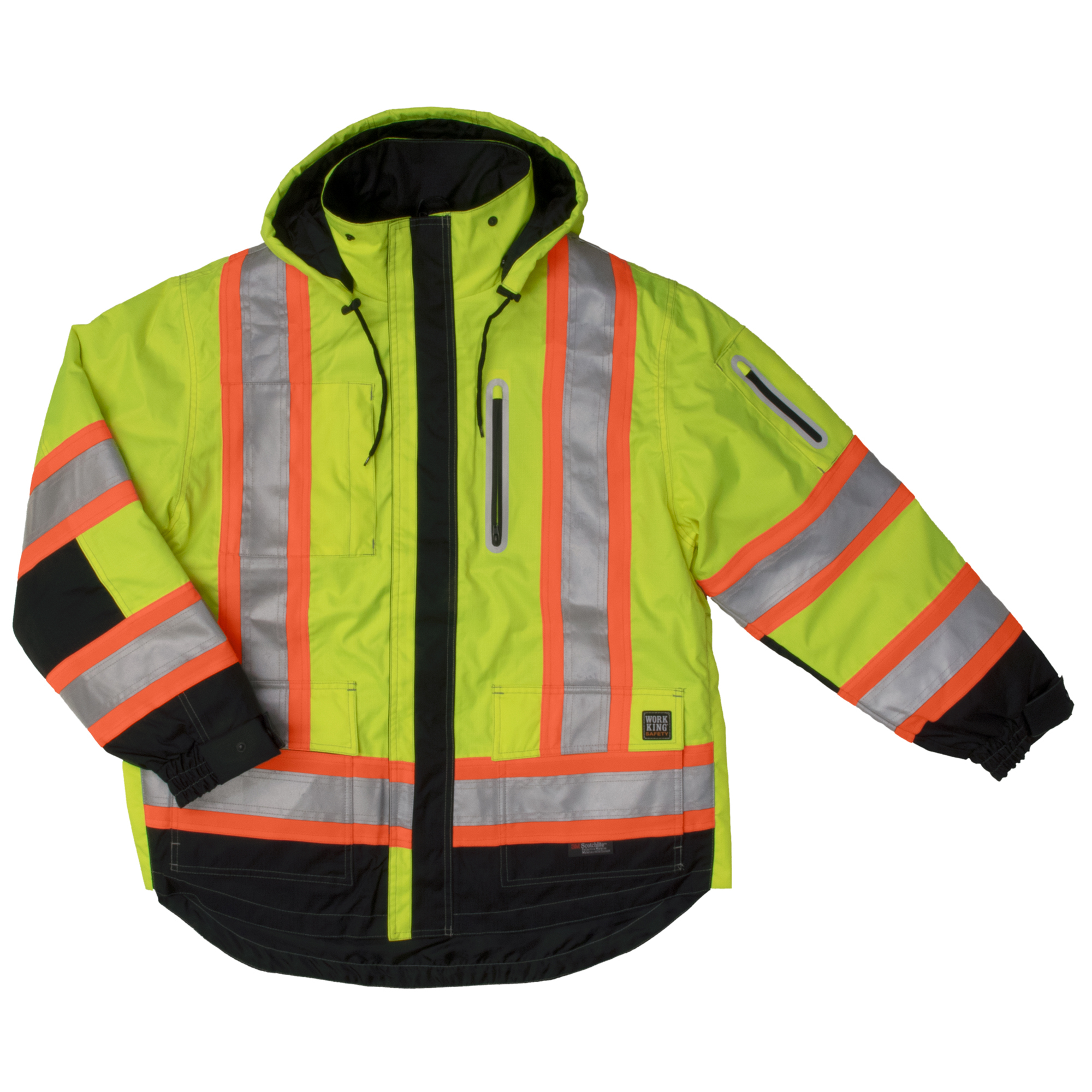 Tough Duck, 4in.-1 Safety Jacket, Size 2XL, Color FLUORESCENT GREEN, Model# S18721-FLGR-2XL